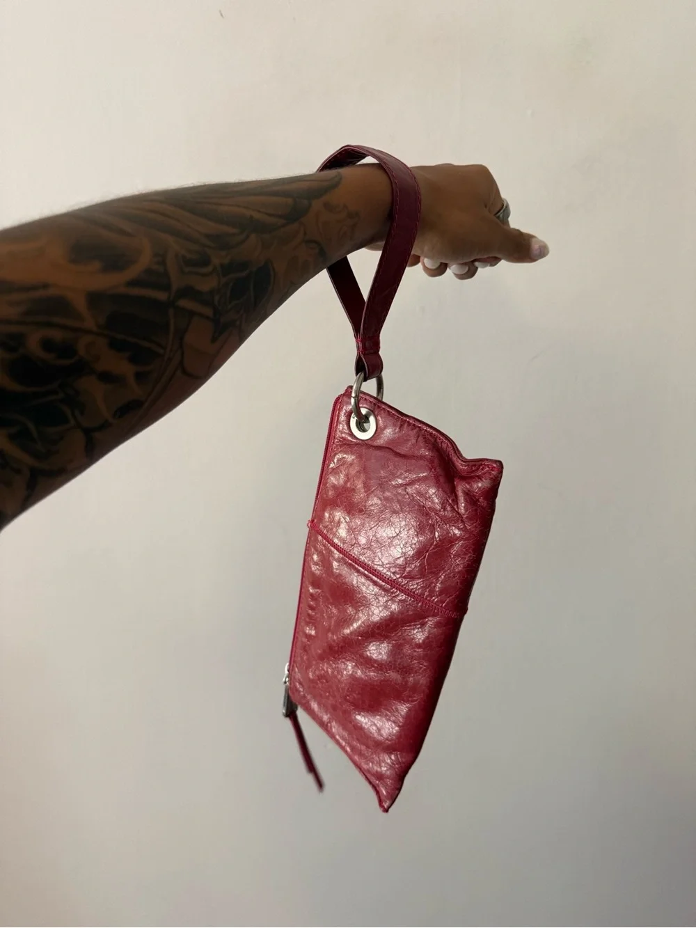 HOBO Vida Red Leather Wristlet Clutch